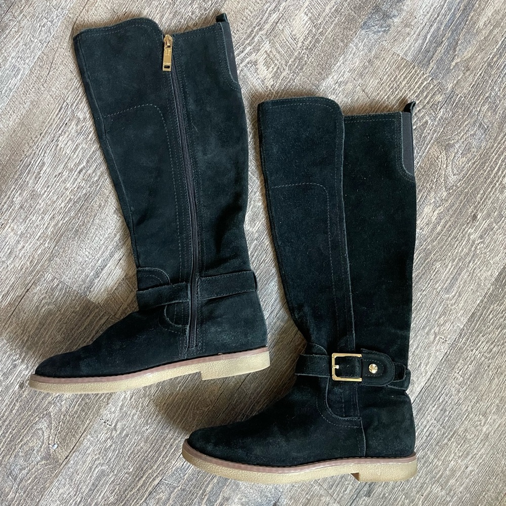 Tommy Hilfiger black suede riding boots
